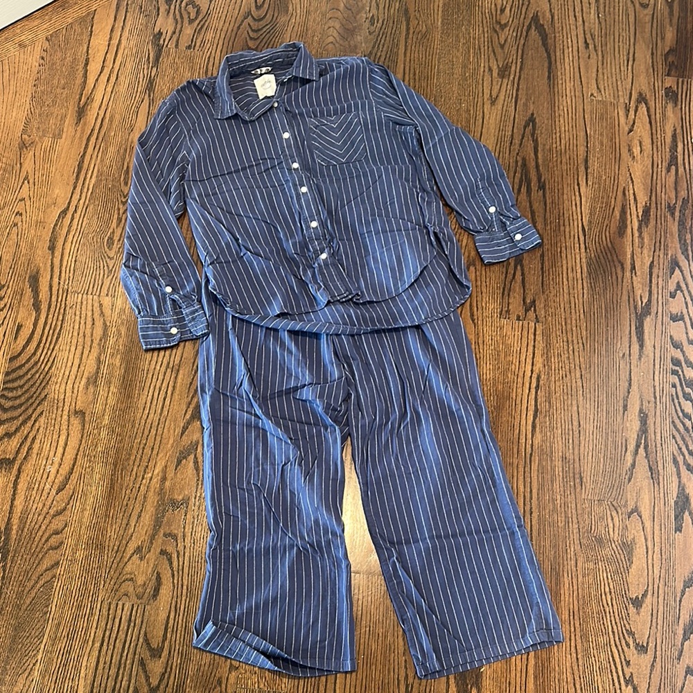 Aerie Navy Striped Pajama Set